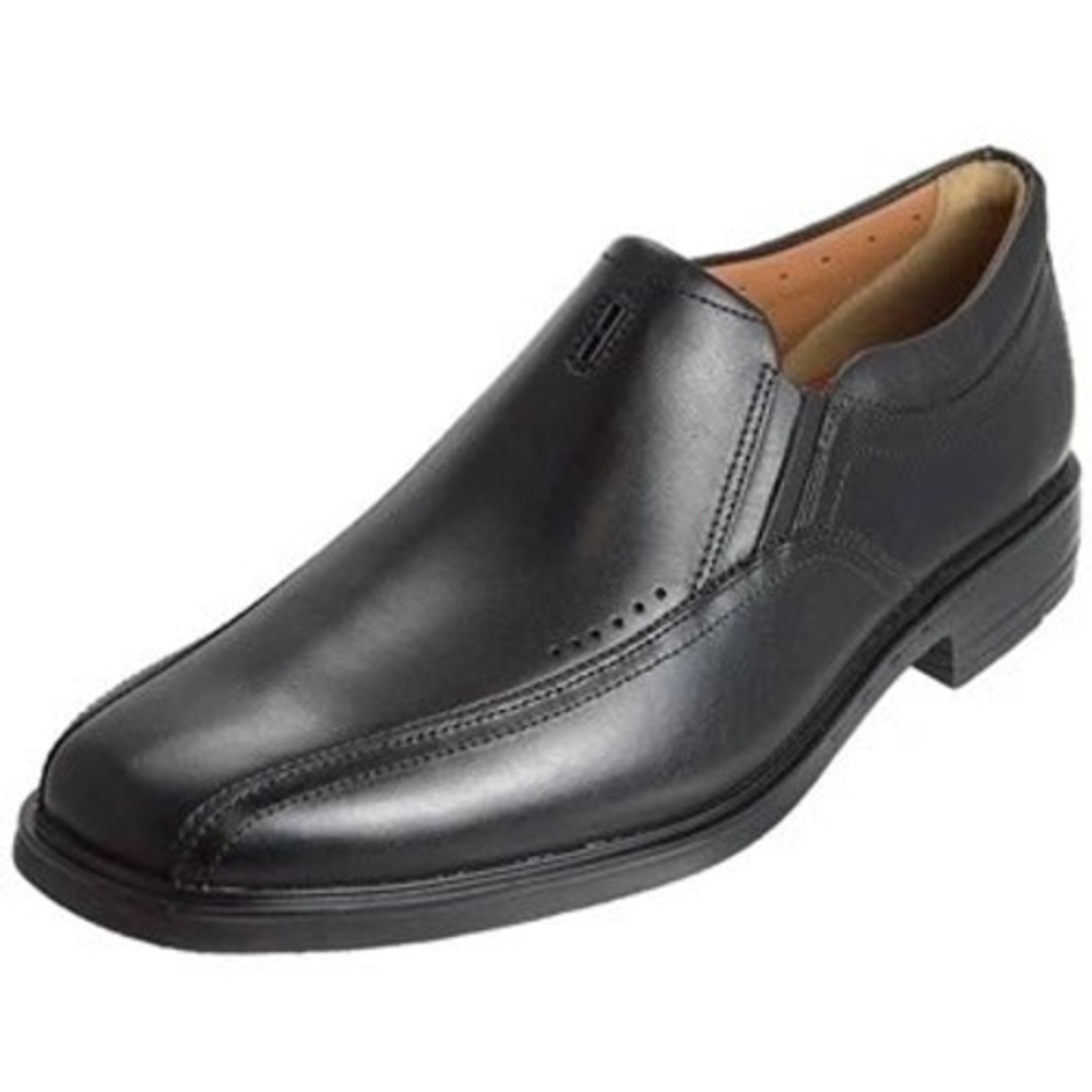 Clarks Unstructured Un Sheridan Go Black Leather Slip-On Loafer Dress Shoes 11.5